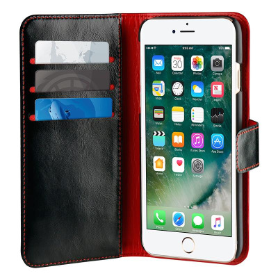 PURO Duetto Wallet Detachable - Skórzane etui 2w1 iPhone 8 / 7 / 6s / 6 (czarny/czerwony)