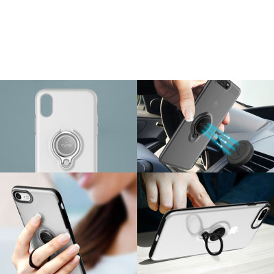 Etui do iPhone X PURO Magnet Ring Cover - czarne 