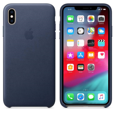 Etui do iPhone Xs Max Apple Leather Case - nocny błękit