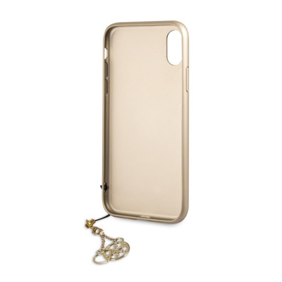 Etui do iPhone Xr z zawieszką Guess 4G Charms Collection - brązowe 