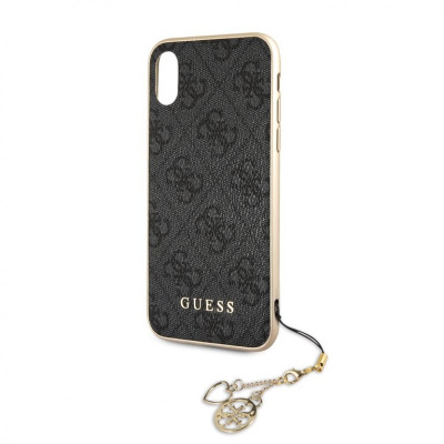 Etui do iPhone Xr z zawieszką Guess 4G Charms Collection - szare 