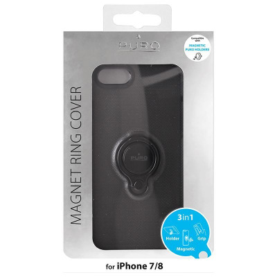 Etui do iPhone 7/8/SE 2020 PURO Magnet Ring Cover - czarne 