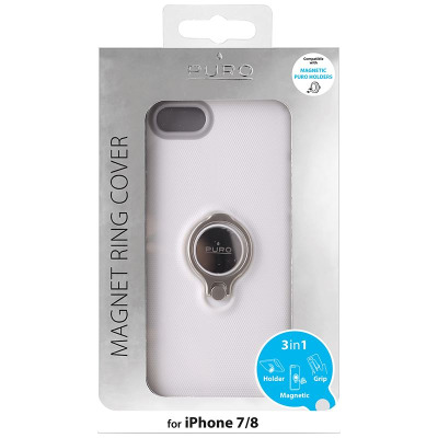 Etui do iPhone 7/8/SE 2020 PURO Magnet Ring Cover - białe 