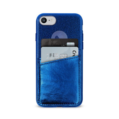 Etui iPhone 6/6s/7/8/SE 2020 PURO Shine Pocket - niebieskie 