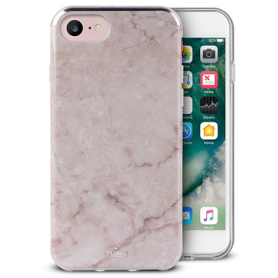 Etui do iPhone 6/6s/7/8/SE 2020 PURO Marble Cover - różowe 
