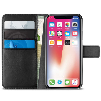 Etui do iPhone XR z kieszeniami na karty PURO Booklet Wallet Case - czarne