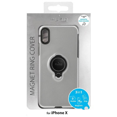 Etui do iPhone X/Xs PURO Magnet Ring Cover - przezroczyste