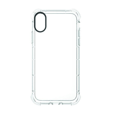 Przezroczyste etui ochronne ZAGG InvisibleShield do iPhone X oraz iPhone Xs z wyraźnie zaznaczonym czarnym obramowaniem otworu na tylny aparat.