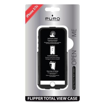 Etui do iPhone 5/5s/SE Puro Flipper Total View - czarne