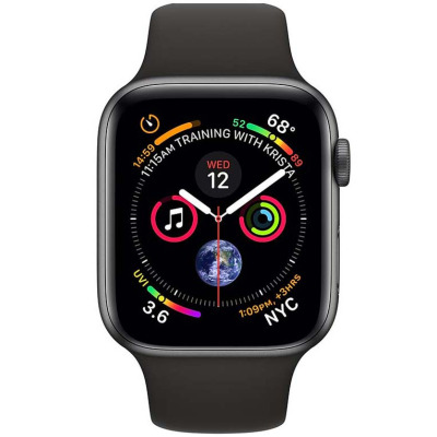 Apple Watch S4 44mm GPS + Cell Gwiezdna Szarość z pasekiem w kolorze czarnym 