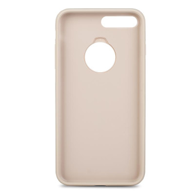 Wnętrze żółtego etui Moshi iGlaze do iPhone 7/8 Plus z widocznym wycięciem na aparat oraz logotypem marki umieszczonym w centralnej części obudowy.