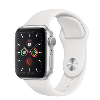 Apple Watch S5 44mm Srebrny z paskiem w kolorze białym