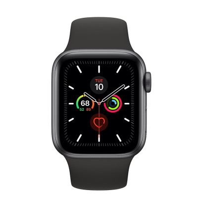 Apple Watch S5 44mm Gwiezdna szarość z paskiem w kolorze czarnym