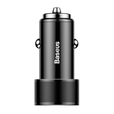 Ładowarka samochodowa 2 x USB, 3.4 A + kabel USB-C Baseus Small Screw - czarna