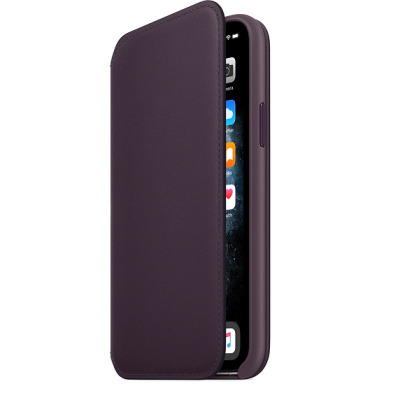 Skórzane etui folio do iPhone 11 Pro Max Apple - śliwkowe