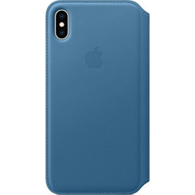 Etui do iPhone Xs Max Apple Leather Folio - szary błękit