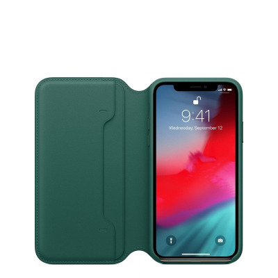 Etui do iPhone Xs Apple Leather Folio - leśna zieleń