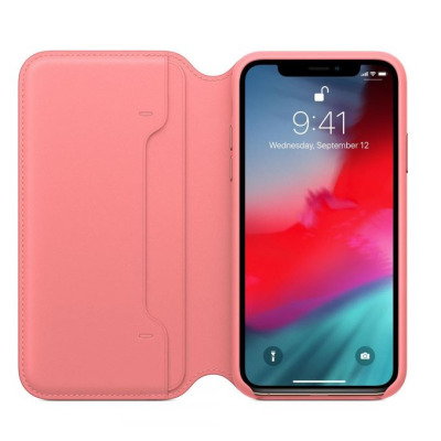 Etui do iPhone Xs Max Apple Leather Folio - zgaszony róż