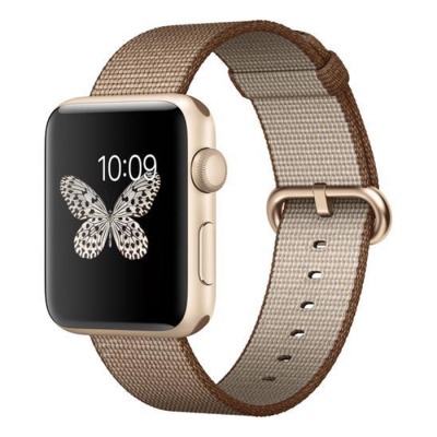 Pasek do Apple Watch 44/45/49 mm z plecionego nylonu Apple - brązowy