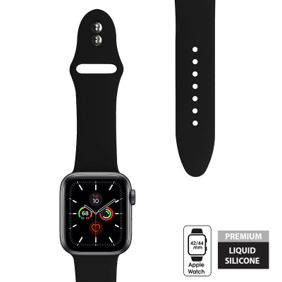 Pasek do Apple Watch 42/44/45/49 mm Crong Liquid Band - czarny