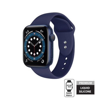 Pasek do Apple Watch 44/45/49 mm Crong Liquid Band - granatowy