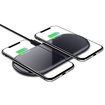 Ładowarka Indukcyjna Crong Dual Charger 2x15W shadow - czarna 