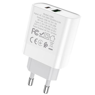 Ładowarka Hoco C80A PD20W/QC3.0 - biała