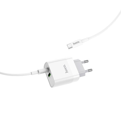 Ładowarka sieciowa HOCO C80A PD20W/QC3.0 + TYPE-C - biała