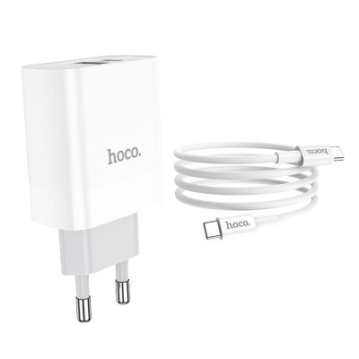 Ładowarka sieciowa HOCO C80A PD20W/QC3.0 + TYPE-C - biała