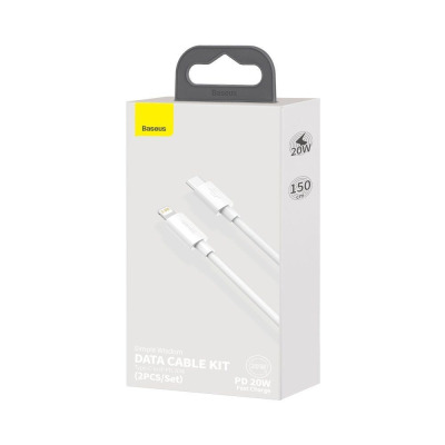 Przewód Baseus 2-Pack TYPE-C TO Lightning PD20W/2.4A 150cm - biały