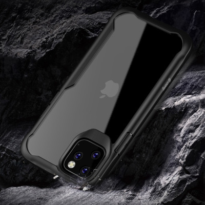 Zestaw : etui iPhone 11 (czarny) + szkło hybrydowe 9H Crong Hybrid Clear Cover 