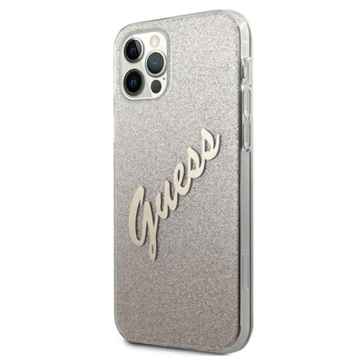  Etui do iPhone 12/12 Pro Guess Glitter Gradient Script - złote 