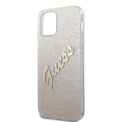  Etui do iPhone 12/12 Pro Guess Glitter Gradient Script - złote 