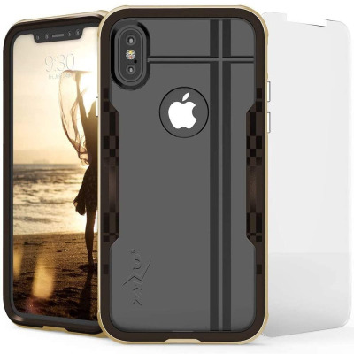 Etui do iPhone X/Xs Zizo Shock Case - brązowo/złote