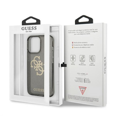 Etui do iPhone 13 Pro Guess Glitter 4G Big Logo - czarny