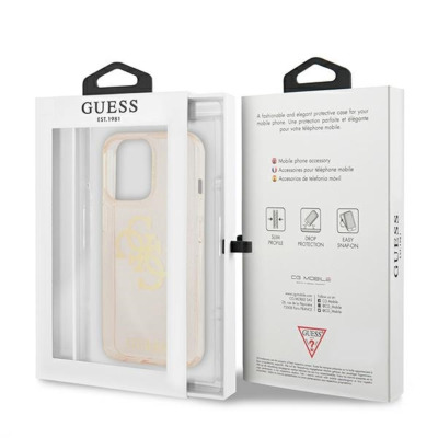 Etui do iPhone 13 Pro Max Guess Glitter 4G Big Logo - złoty