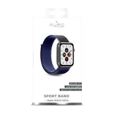 Pasek do Apple Watch 44/45/49 mm PURO Nylon granatowy/czarny