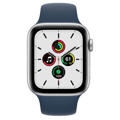 Apple Watch SE 40mm aluminium w kolorze srebrnym z paskiem sportowym w kolorze błękitnej toni