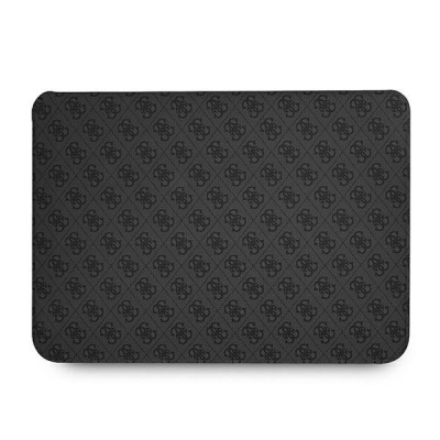 Ciemnoszare etui Guess 4G do MacBook Air i Pro 13 cali z charakterystycznym powtarzalnym wzorem logotypów marki na całej powierzchni materiału.