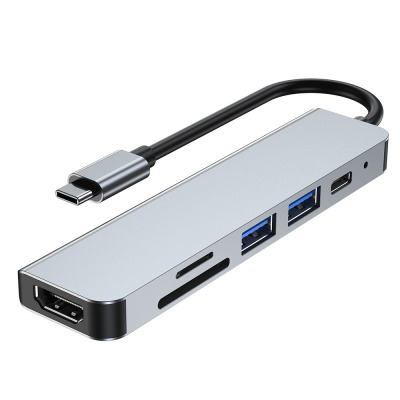Przejściówka USB-C TECH-PROTECT V4-HUB 6IN1 - szara