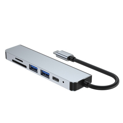 Przejściówka USB-C TECH-PROTECT V4-HUB 6IN1 - szara