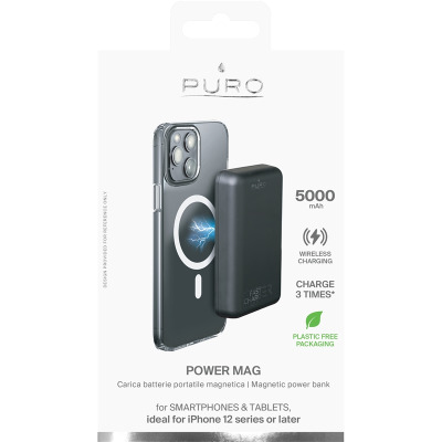Power Bank indukcyjny 5000mAh MagSafe Puro PowerMag - czarny
