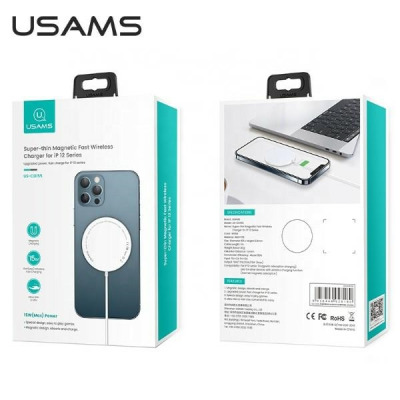 Ładowarka indukcyjna USAMS Magnetic Magsafe 15W - biała