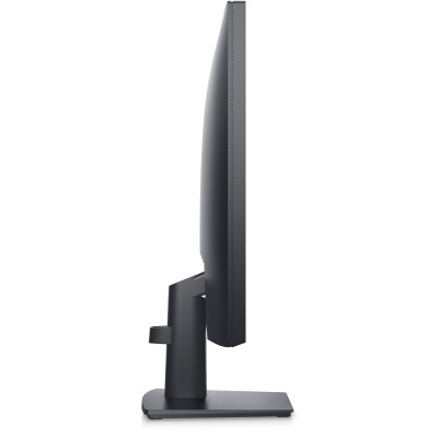 Monitor Dell E2422H z matrycą LED IPS, widok z profilu prezentujący smukły panel ekranu zamontowany na czarnej, stabilnej podstawie z uchwytem na kable.