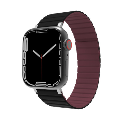 Pasek do Apple Watch 44/45/49 mm JCPAL FlexForm - Czarny/Bordowy