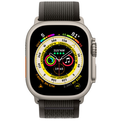 Apple Watch Ultra 49mm + Cellular tytan z opaską Trail w kolorze czarnym/szarym - S/M 