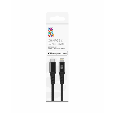 Kabel USB-C - Lightning 2m B.On Cotton MFI - czarny