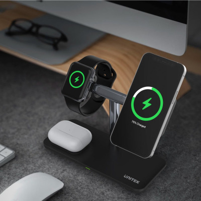 Ładowarka Indukcyjna Unitek P1212A 3in1 MagSafe - Czarna 