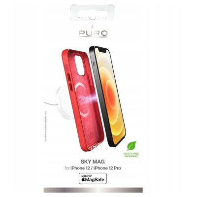 Etui do iPhone 12/12 Pro PURO SKY MAG  Skóra eco - czerwone