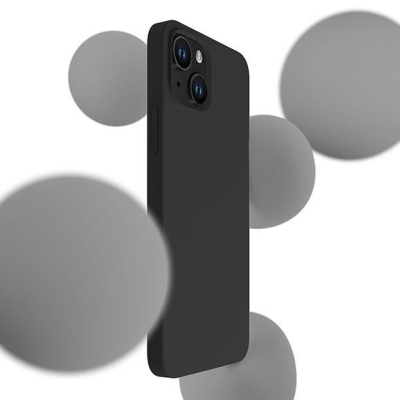 Grafitowe etui 3mk Hardy Case do iPhone 14 obok opakowania produktu z widocznym logo marki, kodem QR oraz informacją o testach wytrzymałości Absorber.